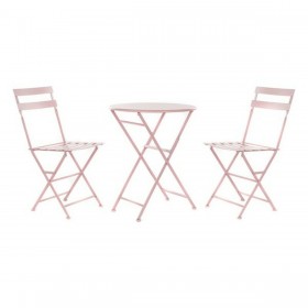 Tavolo con 2 sedie DKD Home Decor MB-177410 Rosa 60 x 60 x 75 cm (3 pcs)
