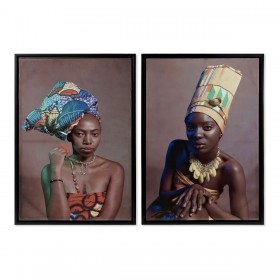 Quadro DKD Home Decor African Art 65 x 3,5 x 90 cm Coloniale Africana Laccato (2 Unità)