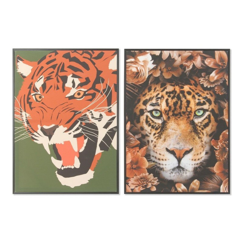 Quadro DKD Home Decor 52 x 2,7 x 72 cm Tigre Moderno (2 Unità)