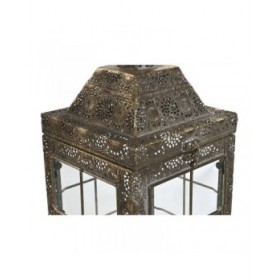 Lampioni Home ESPRIT Dorato Metallo Cristallo Arabo 26 x 26 x 53 cm (2 Pezzi)