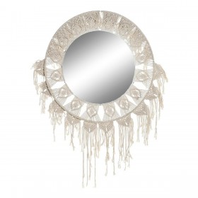 Specchio da parete DKD Home Decor ES-171097 75 x 2 x 75 cm Legno Bianco Macramé Boho