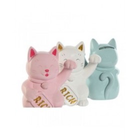 Salvadanaio Home ESPRIT Resina Gatto 12 x 9,5 x 16 cm (3 Unità)