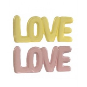 Statua Decorativa Home ESPRIT LOVE Giallo Rosa Per bambini 24 X 2,5 X 10 cm (2 Unità)