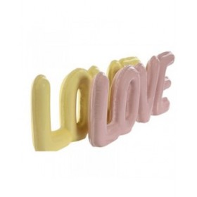 Statua Decorativa Home ESPRIT LOVE Giallo Rosa Per bambini 24 X 2,5 X 10 cm (2 Unità)