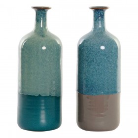 Vaso DKD Home Decor Azzurro Verde Metallo Porcellana 30 x 40 cm 11 x 11 x 30 cm (2 Unità)