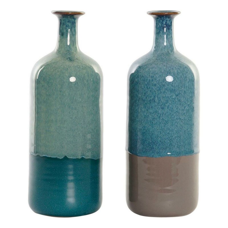 Vaso DKD Home Decor Azzurro Verde Metallo Porcellana 30 x 40 cm 11 x 11 x 30 cm (2 Unità)