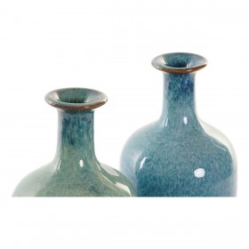Vaso DKD Home Decor Azzurro Verde Metallo Porcellana 30 x 40 cm 11 x 11 x 30 cm (2 Unità)