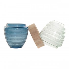 Vaso DKD Home Decor JV-174995 Cristallo Legno Blu Marino (21 x 21 x 43 cm)
