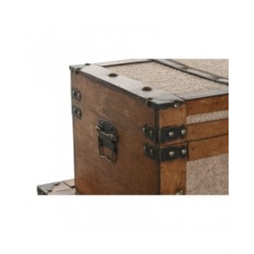 Set di Bauli Home ESPRIT Marrone Beige Poliestere Legno 80 x 49 x 45 cm (3 Unità)