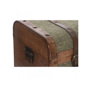 Set di Bauli Home ESPRIT Verde Multicolore Legno Tela Tropicale 60 x 43,5 x 42 cm (3 Unità)