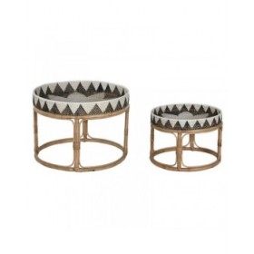 Set di 2 tavoli Home ESPRIT Rattan 70 X 70 X 52 cm