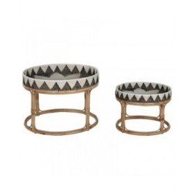 Set di 2 tavoli Home ESPRIT Rattan 70 X 70 X 52 cm