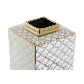 Vaso DKD Home Decor 14,5 x 14,5 x 30 cm Porcellana Dorato Bianco
