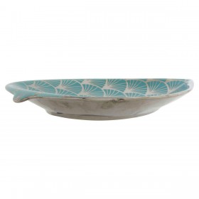 Centrotavola DKD Home Decor 27,5 x 16 x 3 cm Turchese Orientale Cromato Foglia della pianta