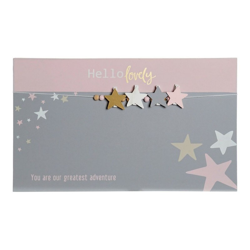 Quadro Portafoto con Mollette DKD Home Decor Hello Lovely Legno MDF Stelle 40 x 1 x 24 cm
