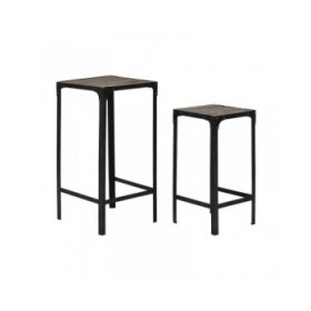 Set di 2 tavoli Home ESPRIT Nero Naturale 38 x 38 x 75 cm