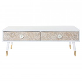Mobile TV DKD Home Decor Bianco Brad Marrone Chiaro (120 x 65 x 42 cm)