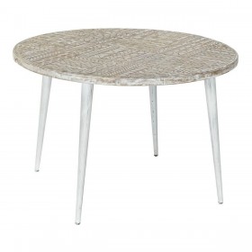 Tavolo aggiuntivo DKD Home Decor 8424001820115 75 x 75 x 50 cm Dorato Metallo Bianco Legno di mango (75 x 75 x 50 cm)