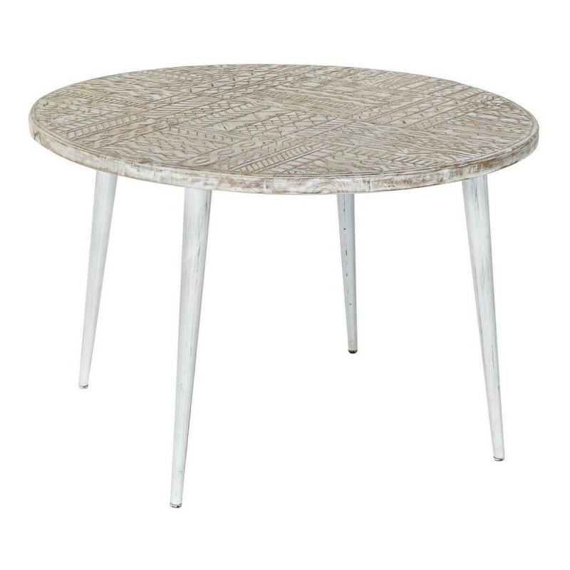 Tavolo aggiuntivo DKD Home Decor 8424001820115 75 x 75 x 50 cm Dorato Metallo Bianco Legno di mango (75 x 75 x 50 cm)