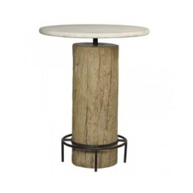Tavolo Home ESPRIT Bianco Naturale Marmo teak 90 x 90 x 114 cm