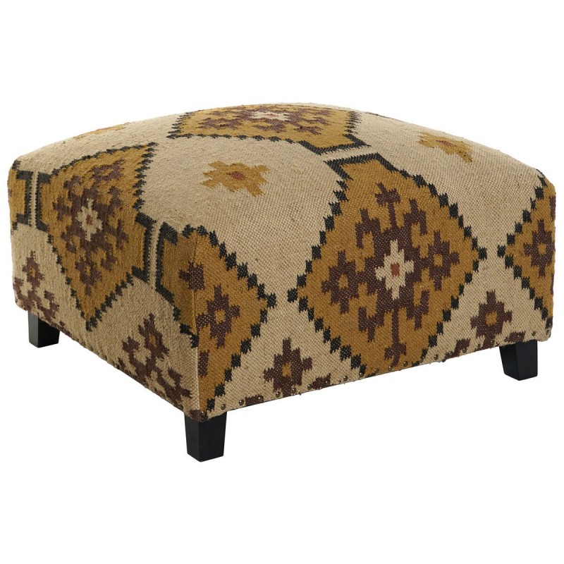 Poggiapiedi Home ESPRIT Beige Senape 80 x 80 x 44 cm