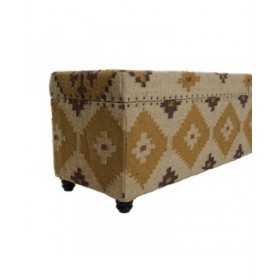 Forziere Home ESPRIT Beige Senape Cotone 120 x 40 x 45 cm