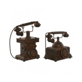 Statua Decorativa Home ESPRIT Bronce Vintage Telefono 21 x 12 x 18 cm (2 Unità)