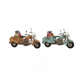Statua Decorativa Home ESPRIT Azzurro Arancio Vintage 22 x 10,5 x 11,5 cm (2 Unità)