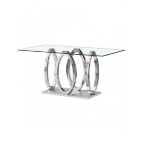 Tavolo da Pranzo Home ESPRIT Acciaio Vetro Temperato 160 x 90 x 76 cm