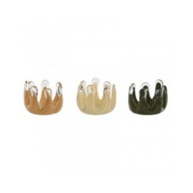 Portacandele Home ESPRIT Verde Crema Pesca Cristallo 12,5 x 12,5 x 9,5 cm (3 Unità)