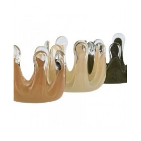 Portacandele Home ESPRIT Verde Crema Pesca Cristallo 12,5 x 12,5 x 9,5 cm (3 Unità)