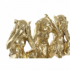Statua Decorativa DKD Home Decor Dorato Resina Coloniale Scimmia 13 x 11 x 19,5 cm (3 Pezzi)
