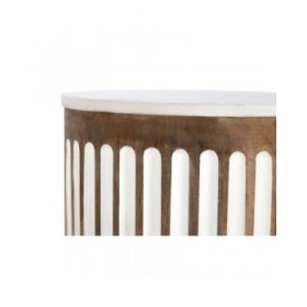 Tavolo aggiuntivo Home ESPRIT Bianco Naturale 41 x 41 x 52 cm