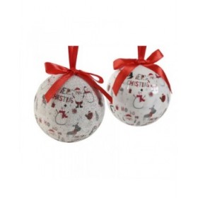 Palle di Natale Home ESPRIT Bianco Rosso PVC (7 Unità)