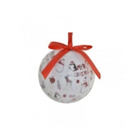 Palle di Natale Home ESPRIT Bianco Rosso PVC (7 Unità)
