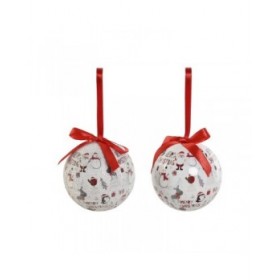 Palle di Natale Home ESPRIT Bianco Rosso PVC (7 Unità)