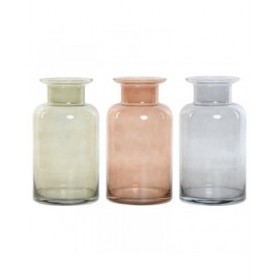 Vaso Home ESPRIT Azzurro Verde Ambra Cristallo 14,5 x 14,5 x 26,5 cm (3 Unità)