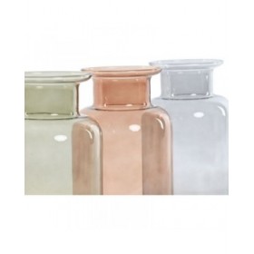 Vaso Home ESPRIT Azzurro Verde Ambra Cristallo 14,5 x 14,5 x 26,5 cm (3 Unità)