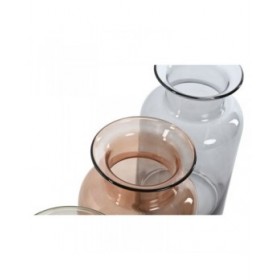 Vaso Home ESPRIT Azzurro Verde Ambra Cristallo 14,5 x 14,5 x 26,5 cm (3 Unità)