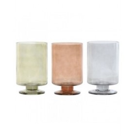 Vaso Home ESPRIT Azzurro Verde Ambra Cristallo Moderno 12,5 x 12,5 x 20 cm (3 Unità)