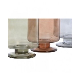 Vaso Home ESPRIT Azzurro Verde Ambra Cristallo Moderno 12,5 x 12,5 x 20 cm (3 Unità)