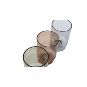 Vaso Home ESPRIT Azzurro Verde Ambra Cristallo Moderno 12,5 x 12,5 x 20 cm (3 Unità)