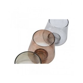 Vaso Home ESPRIT Azzurro Verde Ambra Cristallo Moderno 14,5 x 14,5 x 18 cm (3 Unità)