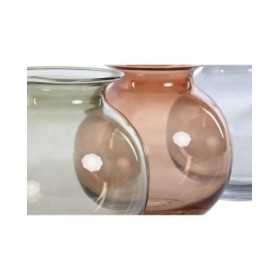 Vaso Home ESPRIT Azzurro Verde Ambra Cristallo Moderno 17,5 X 17,5 X 18,2 cm (3 Unità)