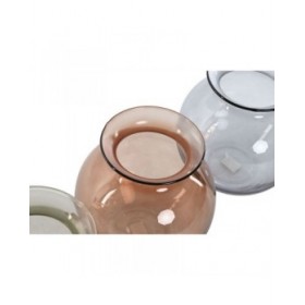 Vaso Home ESPRIT Azzurro Verde Ambra Cristallo Moderno 17,5 X 17,5 X 18,2 cm (3 Unità)