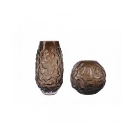 Vaso Home ESPRIT Marrone scuro Cristallo Moderno 21,5 x 21,5 x 19 cm