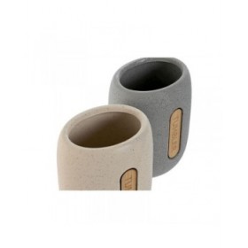 Portaspazzolini da Denti Home ESPRIT Grigio Crema Dolomite 8,5 x 7 x 11 cm (2 Unità)