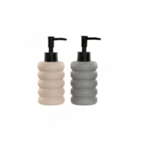 Dispenser di Sapone Home ESPRIT Nero Grigio Crema ABS Dolomite 7 x 7 x 17,5 cm (2 Unità)