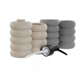 Dispenser di Sapone Home ESPRIT Nero Grigio Crema ABS Dolomite 7 x 7 x 17,5 cm (2 Unità)