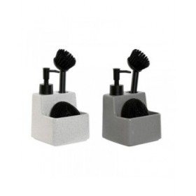 Portasapone Home ESPRIT Bianco Grigio Acciaio inossidabile Dolomite (2 Unità)